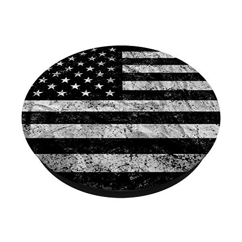 US Flag, Black and White PopSockets PopGrip: Swappable Grip for Phones & Tablets