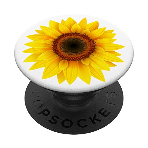 Sunflower Decor Girasol yellow Sun Flower White Background PopSockets Swappable PopGrip