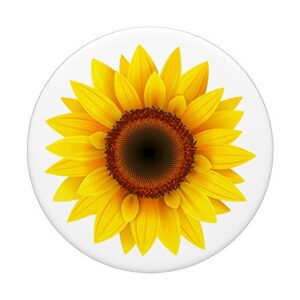 Sunflower Decor Girasol yellow Sun Flower White Background PopSockets Swappable PopGrip