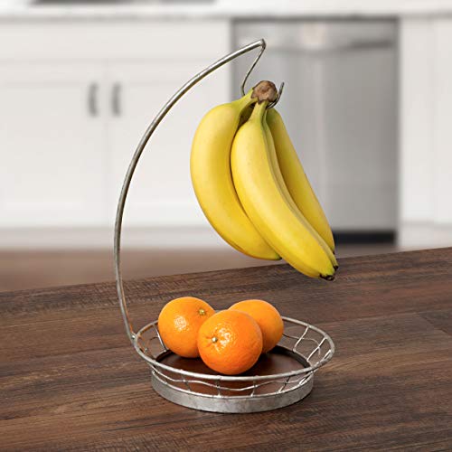 Spectrum Diversified Heritage Holder & Fruit Tray Storage Organization and Display of Produce Vegetables Banana Hanger, Galvanized, Fruit Basket