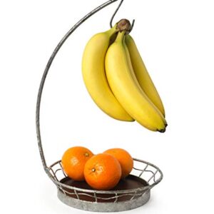 Spectrum Diversified Heritage Holder & Fruit Tray Storage Organization and Display of Produce Vegetables Banana Hanger, Galvanized, Fruit Basket