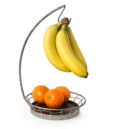 Spectrum Diversified Heritage Holder & Fruit Tray Storage Organization and Display of Produce Vegetables Banana Hanger, Galvanized, Fruit Basket