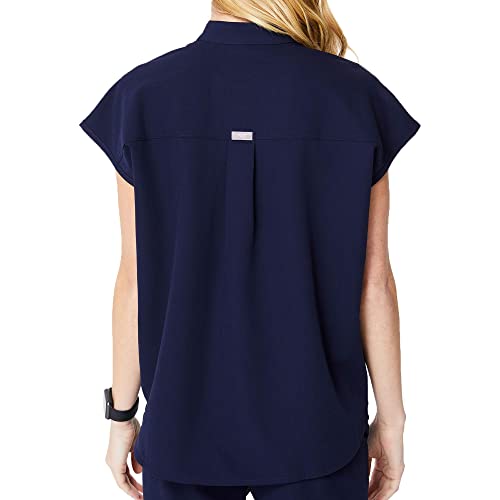 FIGS Rafaela Oversized Scrub Top for Women — Navy Blue, M