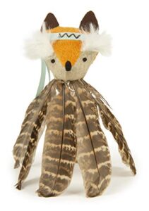 smartykat toss-a-fox feather toss & chase cat toy, randomly selected color - brown or white, one size