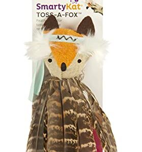 SmartyKat Toss-A-Fox Feather Toss & Chase Cat Toy, Randomly Selected Color - Brown OR White, One Size