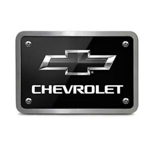 ipick image - black graphic plate billet aluminum 2" x 2" inch tow hitch cover - chevrolet black logo