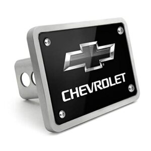 iPick Image - Black Graphic Plate Billet Aluminum 2" x 2" inch Tow Hitch Cover - Chevrolet Black Logo