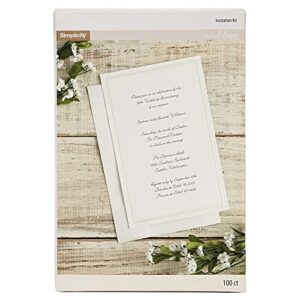 simplicity ivory white wedding invitation kit with envelopes, makes 100 invitations, 5.5" w x 8.5" l