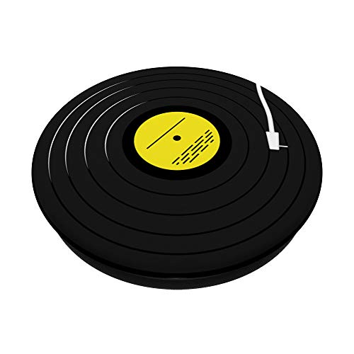 Retro Vinyl Record LP DJ Yellow Art Design PopSockets PopGrip: Swappable Grip for Phones & Tablets