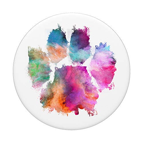 Colorful Dog Paw Print Pink Blue Abstract Animal Cat Lover PopSockets Swappable PopGrip