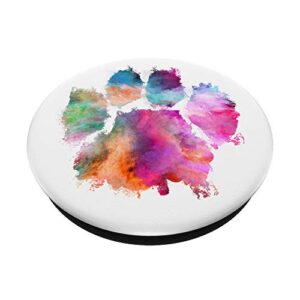 Colorful Dog Paw Print Pink Blue Abstract Animal Cat Lover PopSockets Swappable PopGrip