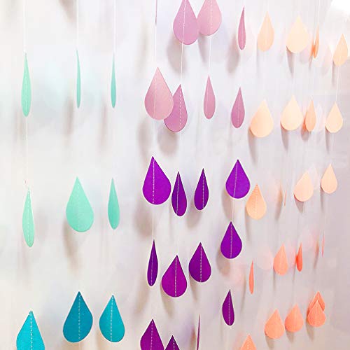 Baby Shower Wedding Birthday Party Decorations Paper Bunting Raindrop Banners Flags Garlands (Blue)