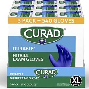 Curad Nitrile Exam Gloves, Durable, Powder Free, Chemical Resistant, X-Large, 540 Count