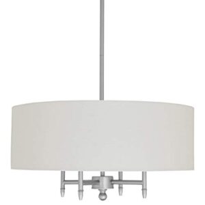 amazon brand – stone & beam contemporary pendant chandelier with white shade- 20 x 20 x 42 inches (adjustable height), satin nickel
