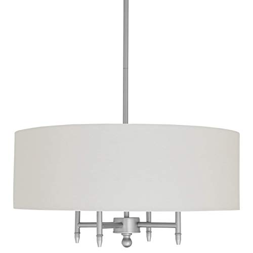 Amazon Brand – Stone & Beam Contemporary Pendant Chandelier with White Shade- 20 x 20 x 42 Inches (Adjustable Height), Satin Nickel