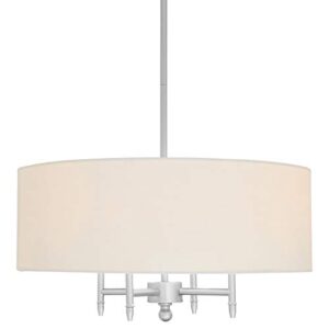 Amazon Brand – Stone & Beam Contemporary Pendant Chandelier with White Shade- 20 x 20 x 42 Inches (Adjustable Height), Satin Nickel