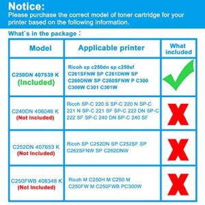 LCL Remanufactured Toner Cartridge Replacement for Ricoh 407539 sp c250dn sp c250sf C261SFNW C261DNW SP C260DNW SP C260SFNW (1-Pack Black)