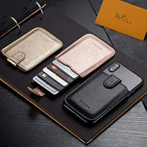 Phone Card Holder RFID Blocking Sleeve, Pu Leather Back Phone Wallet Stick-On Pull up 5 Card Holder Universally Pocket Covers Credit Cards Cash for iPhone/Android/Samsung/All Smartphones(RoseGold)