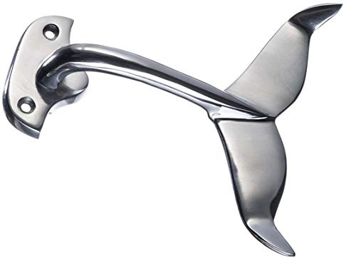 Nautical Crush Trading Whale Tail Wall Hook | Heavy Cast Aluminum Curved Whale Tail Wall Hook | Perfect for Beach Décor (Four Hooks)