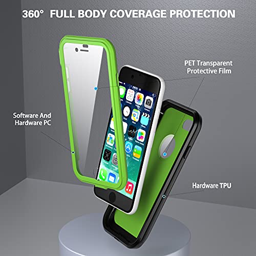 ImpactStrong iPhone 7/8 Case, Ultra Protective Case with Built-in Clear Screen Protector Full Body Cover for iPhone 7 2016 /iPhone 8 2017 (Lime Green)