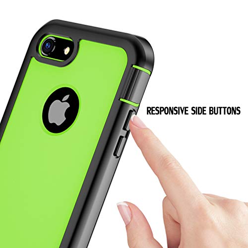 ImpactStrong iPhone 7/8 Case, Ultra Protective Case with Built-in Clear Screen Protector Full Body Cover for iPhone 7 2016 /iPhone 8 2017 (Lime Green)