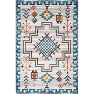 nuLOOM Richelle Tribal Medallion Area Rug, 5' x 7' 5", Blue