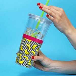 Mustard Banana Double Wall Plastic Straw Cup, 20oz, 568ml, Large