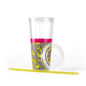 Mustard Banana Double Wall Plastic Straw Cup, 20oz, 568ml, Large