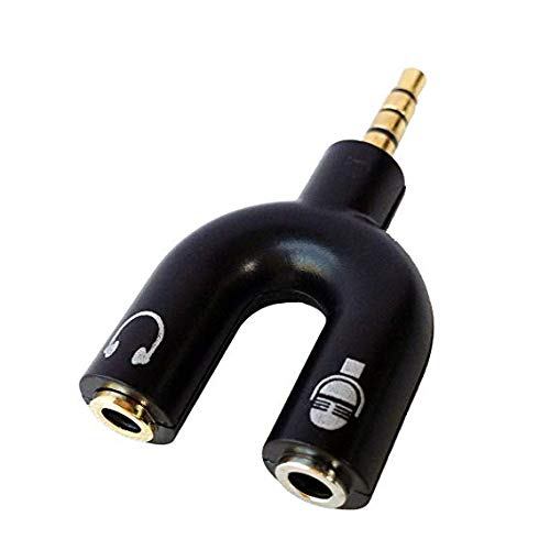 2 Pack Headset Splitter Adapter, Haokiang U Shape 3.5mm 4 Pole Male to 2 x 3 Pole Female Headphone Y Splitter for Audio Stereo Headphone and MIC