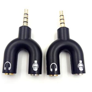 2 Pack Headset Splitter Adapter, Haokiang U Shape 3.5mm 4 Pole Male to 2 x 3 Pole Female Headphone Y Splitter for Audio Stereo Headphone and MIC