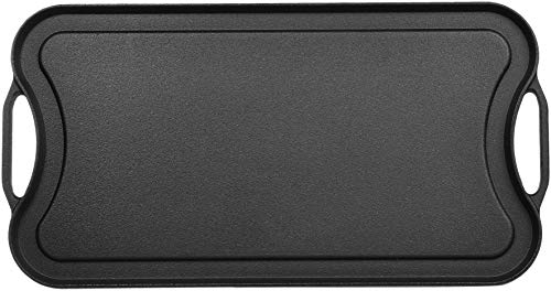 Amazon Basics Pre-Seasoned Cast Iron Reversible Rectangular Grill/Griddle, Black, 20 x 10.39 x 0.98 inch