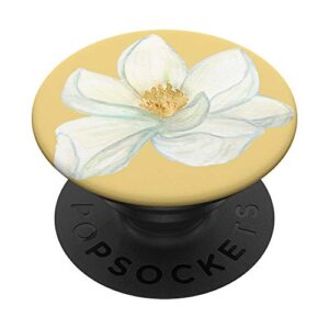 magnolia watercolor, cream & golden yellow for women teens popsockets popgrip: swappable grip for phones & tablets