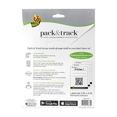 Duck Pack & Track Scannable Storage Labels, White, 40 Count