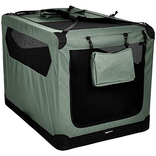 Amazon Basics Folding Portable Soft Pet Dog Crate Carrier Kennel, 42 x 31 x 31 Inches, Grey