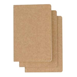 3 pack travel journal notebook for travelers or school - kraft brown soft cover - 5.5” x 8.25” - 96 ruled pages/48 sheets