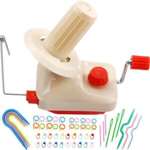 butuze yarn ball winder with 53 pieces stitch markers knitting kit, convenient ball winder for yarn, yarn swift and ball winder combo with easy installation for yarn storage