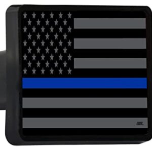 Subdued Thin Blue Line Flag Trailer Hitch Cover Plug US Blue Lives Matter Police Officer Law Enforcement