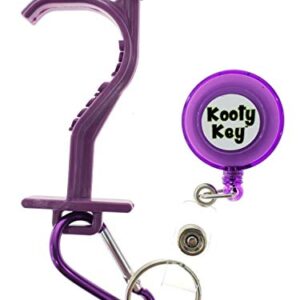 Kooty Key Germ Utility Hook Tool- Avoid Touching Bacteria Ridden Surfaces- Carabiner Included (Colors May Vary) (2 Pack, Purple)