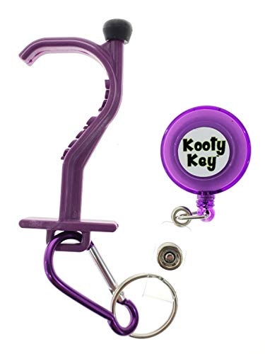 Kooty Key Germ Utility Hook Tool- Avoid Touching Bacteria Ridden Surfaces- Carabiner Included (Colors May Vary) (2 Pack, Purple)