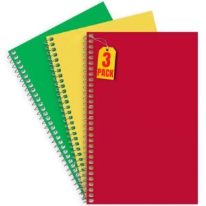 1intheoffice 1-subject wirebound notebook, college ruled, 80 sheets, spiral notebook 5x7, 7 3/4" x 5", 3/pk