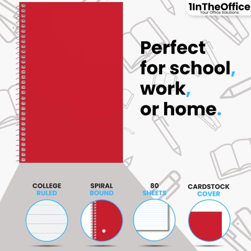 1InTheOffice 1-Subject Wirebound Notebook, College Ruled, 80 Sheets, Spiral Notebook 5x7, 7 3/4" x 5", 3/Pk