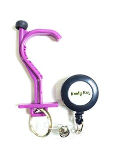 kooty key germ utility hook tool- avoid touching bacteria ridden surfaces- carabiner included (colors may vary) (1 pack, purple)