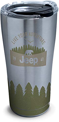 Tervis Jeep Live Your Adventure Triple Walled Insulated Tumbler Travel Cup Keeps Drinks Cold & Hot, 20oz Legacy, Stainless Steel