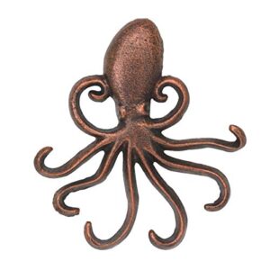 stonebriar cast iron octopus decorative wall hook, unique nautical design, multiple hooks , bronze