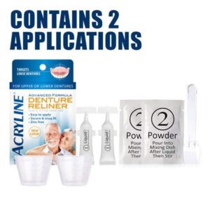 Acryline Advanced Formula Denture Reliner - Refit and Tighten Dentures/for Both Upper & Lower Dentures/Easy Application