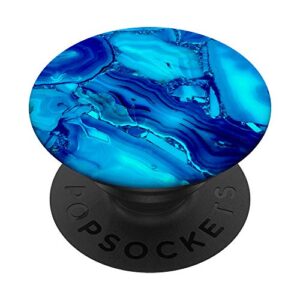 blue-marble-effect - light-blue-marbled-design popsockets popgrip: swappable grip for phones & tablets