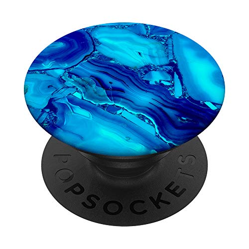 Blue-Marble-Effect - Light-Blue-Marbled-Design PopSockets PopGrip: Swappable Grip for Phones & Tablets