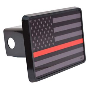 Subdued Thin Red Line Flag Trailer Hitch Cover Plug US Firefighter Fire Fighter Truck Department FD