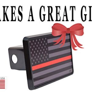 Subdued Thin Red Line Flag Trailer Hitch Cover Plug US Firefighter Fire Fighter Truck Department FD