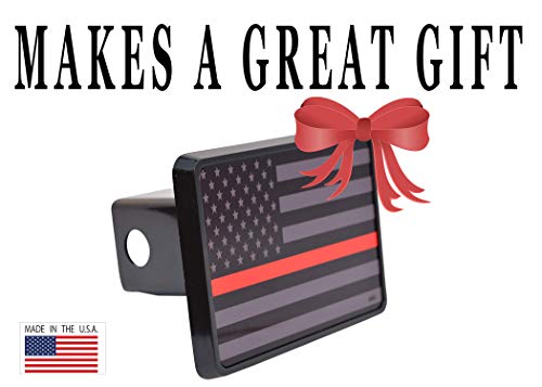 Subdued Thin Red Line Flag Trailer Hitch Cover Plug US Firefighter Fire Fighter Truck Department FD